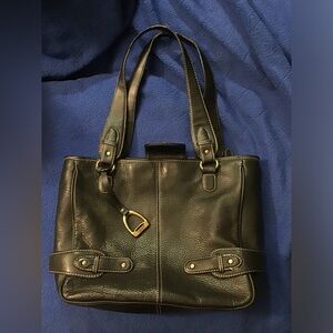 Chaps black leather purse briefcase